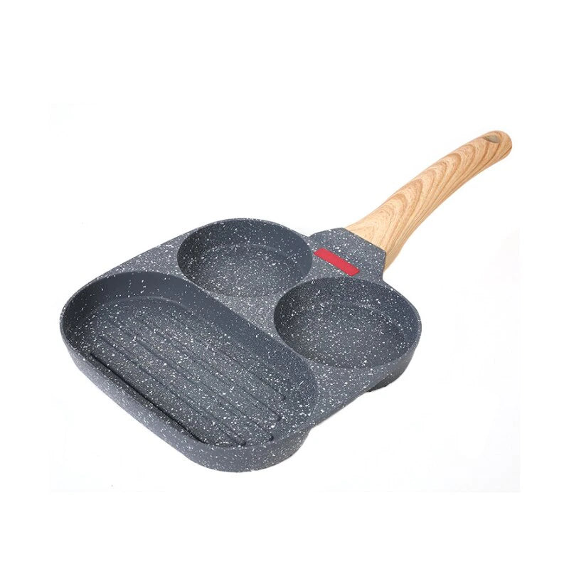 NON-STICK PAN WITH WOODEN HANDLE - 3 OR 4 HOLES